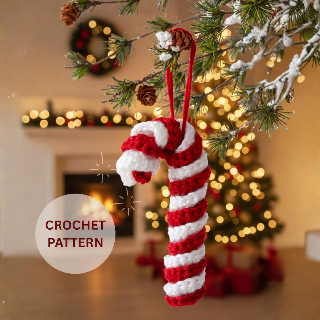 Candy Cane Crochet Pattern, Easy Christmas Pattern, Candy Cane Ornament ...