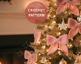 Bow Crochet Pattern, Easy Christmas Pattern, Cute Crochet Bow, Holiday Ornament, Gift Wrap Bow Pattern, Instant Download, Christmas decor