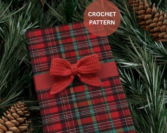 Bow Crochet Pattern, Easy Christmas Pattern, Cute Crochet Bow, Holiday Ornament, Gift Wrap Bow Pattern, Instant Download, Christmas decor