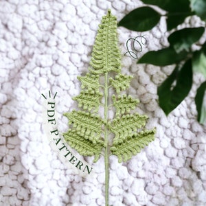 Fern Leaf Crochet Pattern, Flower Crochet Pattern, PDF Digital, Mothers Day gift idea, Amigurumi, No sew Crochet Pattern, Home decor Crochet