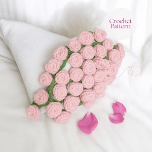 Häkelmuster für eine Decke mit Rosenstrauß ohne Nähen, Häkelmuster ohne Nähen, Häkelmuster, einfaches Häkelmuster, Häkelmuster für Rosenstrauß