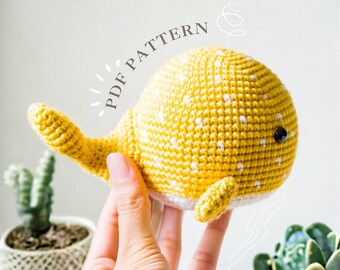 Whale Crochet Pattern, Whale Amigurumi, Animal Crochet, Cute Crochet Pattern, Sew Crochet Pattern, Beginners Crochet Pattern, PDF Pattern