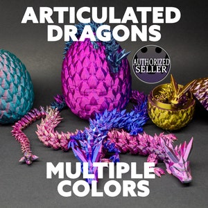 Articulated Crystal Dragon - Multiple Colors and Sizes - Perfect gift - 3D Printed Gem Dragon - Flexible Fidget - Cinderwing3D