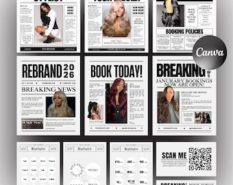 Plantillas de periódico definitivas - Redes sociales (Canva editable) - Volantes, tarjetas de presentación y fotos de portada para pequeñas empresas