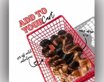 Plantilla editable de Canva para añadir al carrito de peluquerías (publicación en redes sociales)