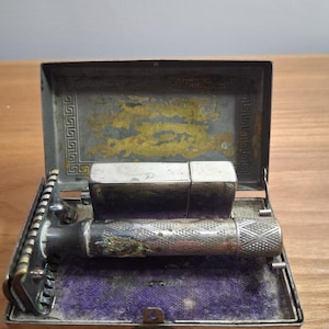 セール★アンティーク★Gillette Bostonian★銀？髭剃りケース Gillette Bostonian Safety Razor - Etsy