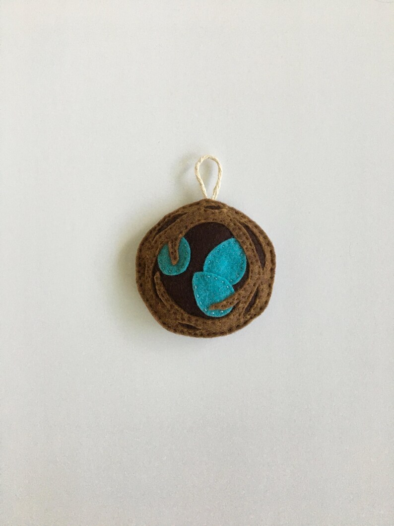 Robin's Nest Ornament Handstitched Embroidered Bird Felt Ornament