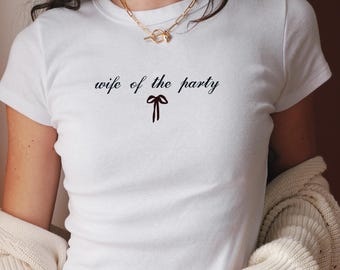 Custom Embroidered Baby Tee, Personalized T-shirt, Custom Text and Icon Baby Tee,  Bachelorette Gift, Wife of Party