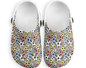 Childs Classic Clogs,Comfort Shoes,Slip on Shoes,Clog Sandals, footwear, kids shoe, kids clog, soccer print, team sport