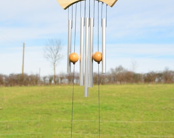 Carillon à vent 5 tubes bois naturel