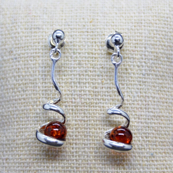 Boucles d'oreilles en ambre & argent