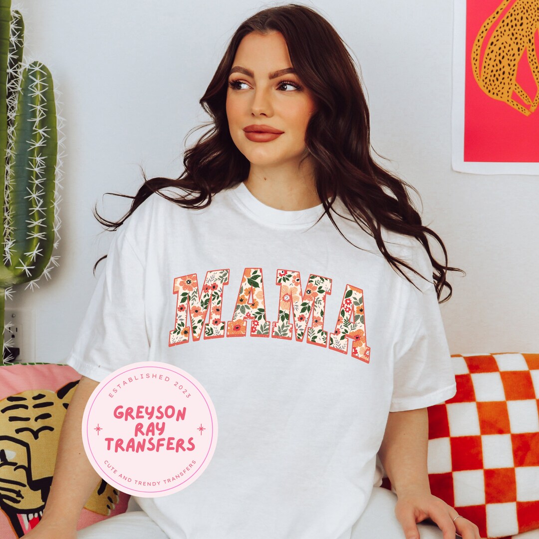 White Mama Floral DTF Transfer Mama DTF Transfer Ready to Press DTF ...