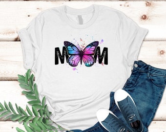 MOM shirt, Mother's Day Shirt, Mothers Day Gift, Blue butterfly, gift for mom, newborn mom, Mom Life Tshirt, Mom Shirt.