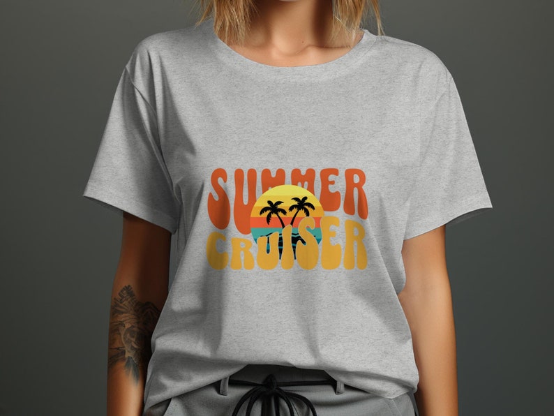 Summer Cruiser T-shirt, Beach Sunset Palm Trees Tee, Unisex Tropical ...