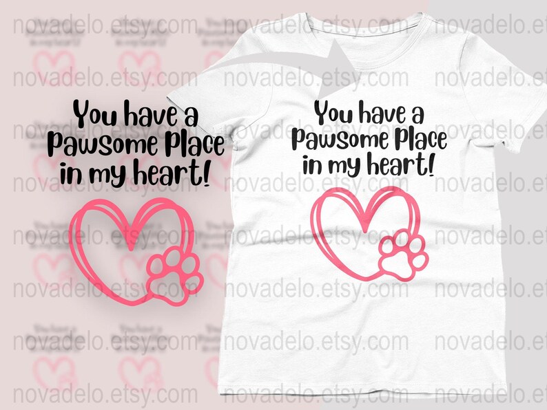 Paw Print Love Heart Quote Digital Print, Pet Lover Wall Art, Printable