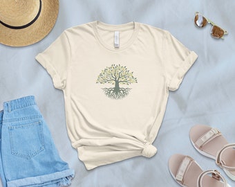 Women's Boho Tree of Life T-Shirt, Bohemian Style Nature Tee, Ladies Eco-Friendly Graphic Top, Unique Earthy Clothing