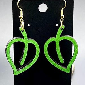Tropical green Leaf Heart Wooden Earring Handmade Nature Inspired Jewelry