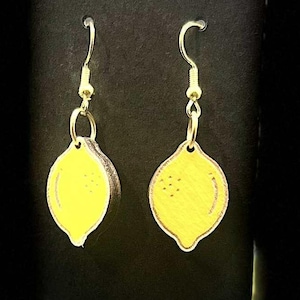 Yellow Lemon Earring  Handcrafted Wooden Jewelry  Women&#39;s Men&#39;s