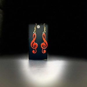 Treble Clef Earrings Handcrafted Wooden Jewelry  Women&#39;s Men&#39;s