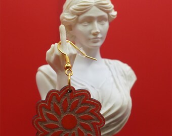 Floral Ohrringe aus Holz handgefertigte Laser-Cut Blumen Schmuck