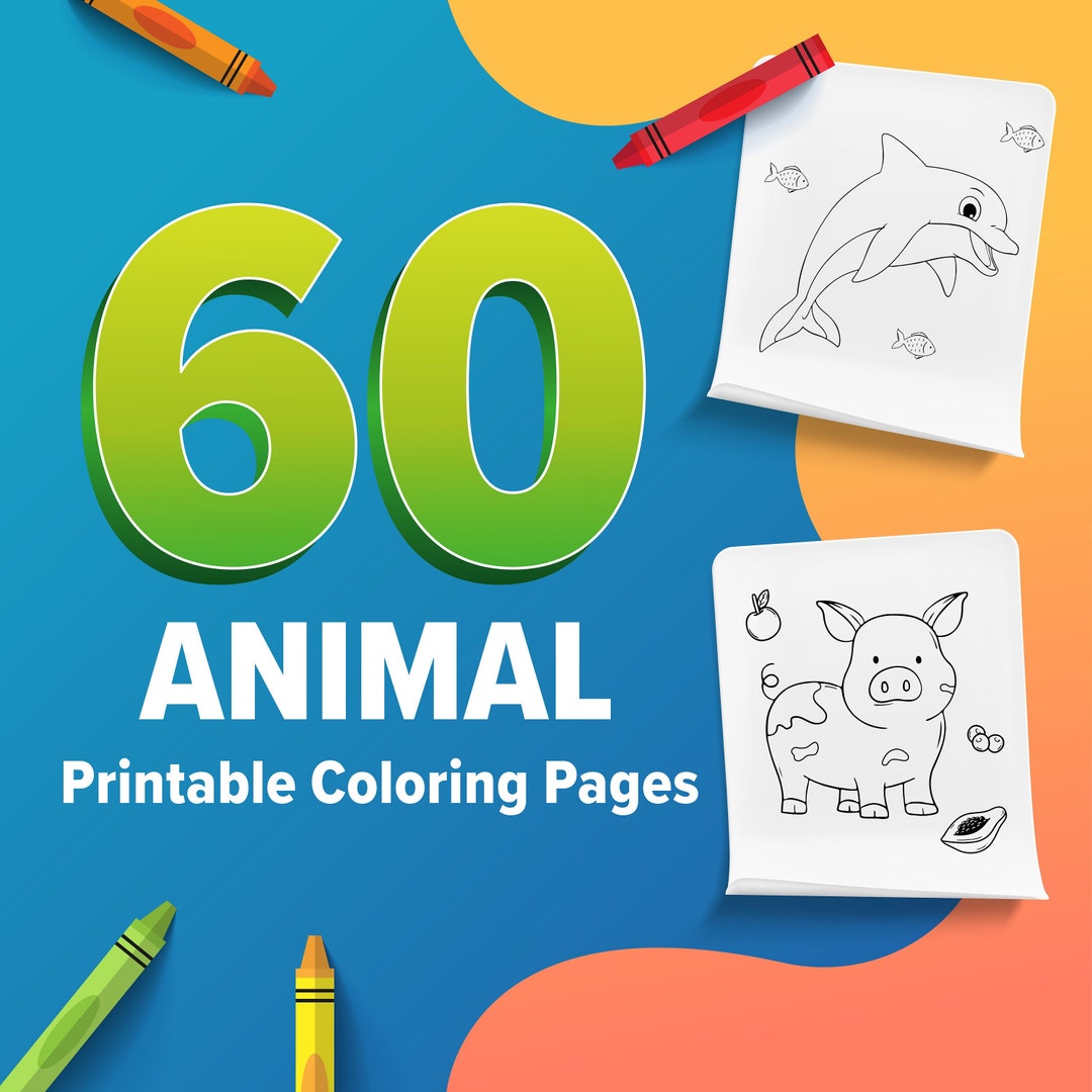 60 Animal Character Printable Coloring Page - Etsy