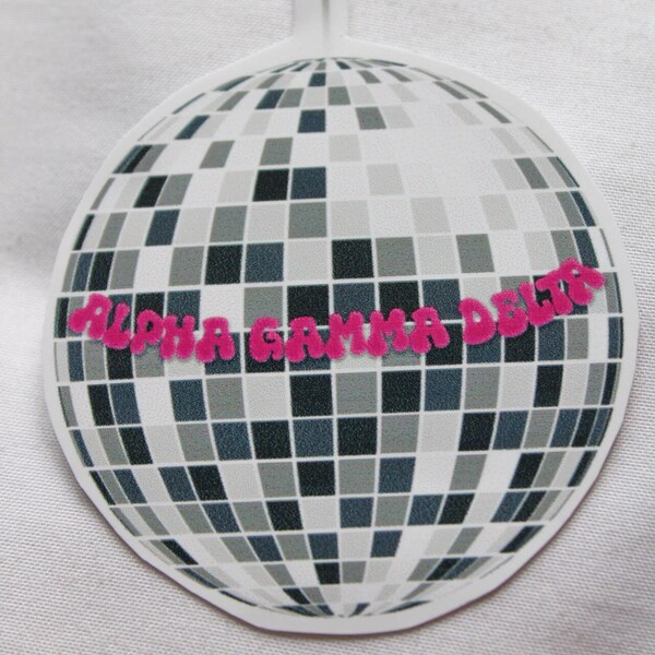 Glamorous Sorority Vinyl Stickers featuring Disco Ball and Hot Pink Accents