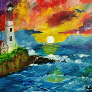 The Lighthouse - Hand Painted Original Painting