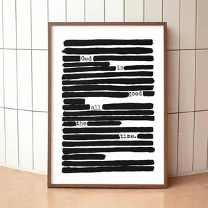 God Is Good Aesthetic Christian Wall Art, Modern Christian Art Print, Minimal Christian Poster, Retro Christian Quote Prayer Room Decor
