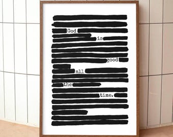 God Is Good Aesthetic Christian Wall Art, Modern Christian Art Print, Minimal Christian Poster, Retro Christian Quote Prayer Room Decor