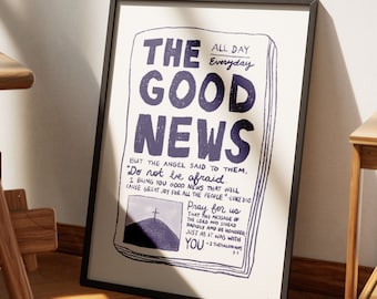 Aesthetic Christian Wall Art, Luke 2:10, 2 Thessalonians 3, Good News Art Print, Modern Bible Verse Wall Art, Biblical Scripture Poster