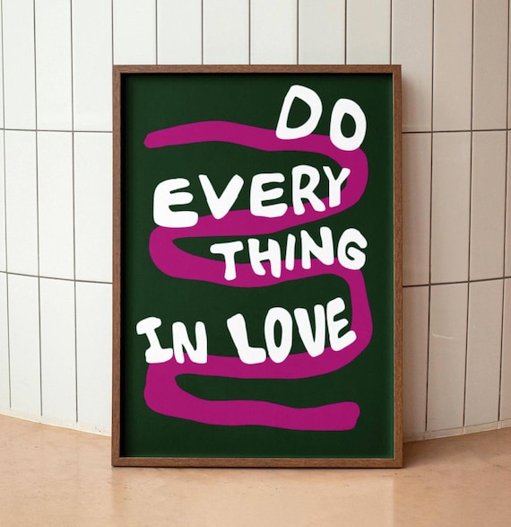 Do Everything In Love 1 Corinthians 16:14 Modern Bible Verse Art Print, Aesthetic Christian Wall Art, Retro Trendy Colorful Christian Poster