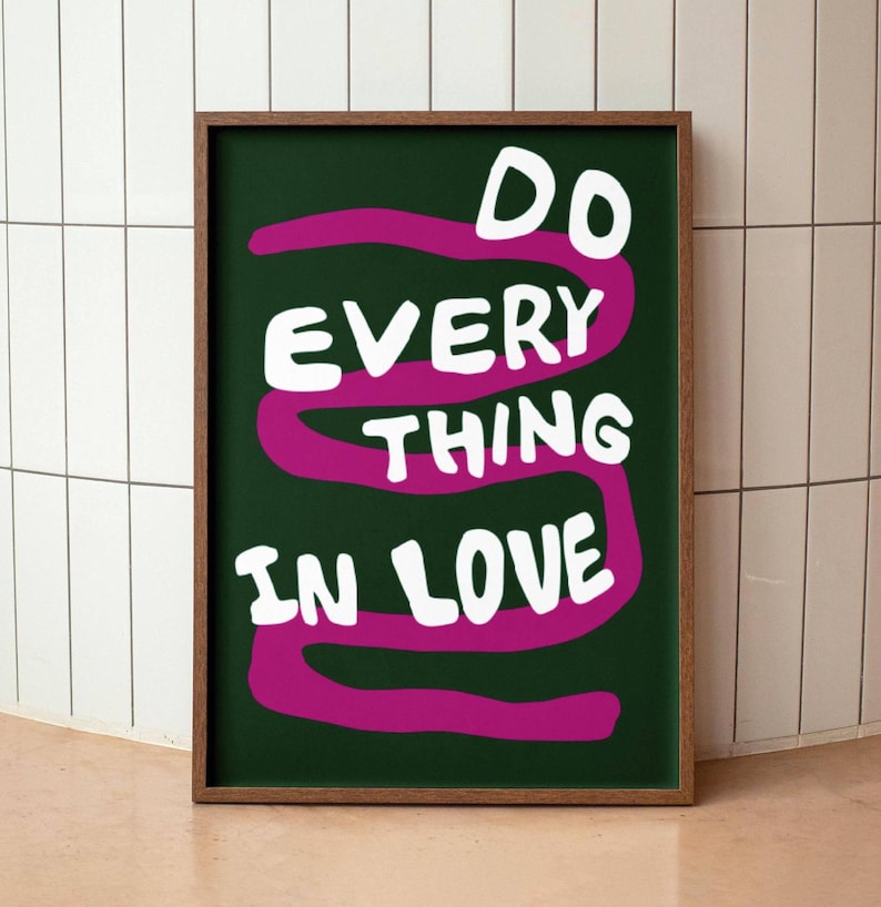 Do Everything In Love 1 Corinthians 16:14 Modern Bible Verse Art Print, Aesthetic Christian Wall Art, Retro Trendy Colorful Christian Poster