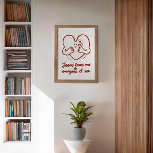 Jesus Loves Me Aesthetic Christian Wall Art, Retro Christian Wall Art, Modern Christian Art Print Trendy Christian Poster Christian Nursery