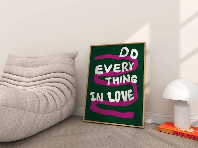 Do Everything In Love 1 Corinthians 16:14 Modern Bible Verse Art Print, Aesthetic Christian Wall Art, Retro Trendy Colorful Christian Poster
