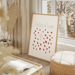 Jesus Love Aesthetic Christian Wall Art, Coquette Christian Wall Art, Modern Christian Art Print, Trendy Christian Poster, Christian Nursery