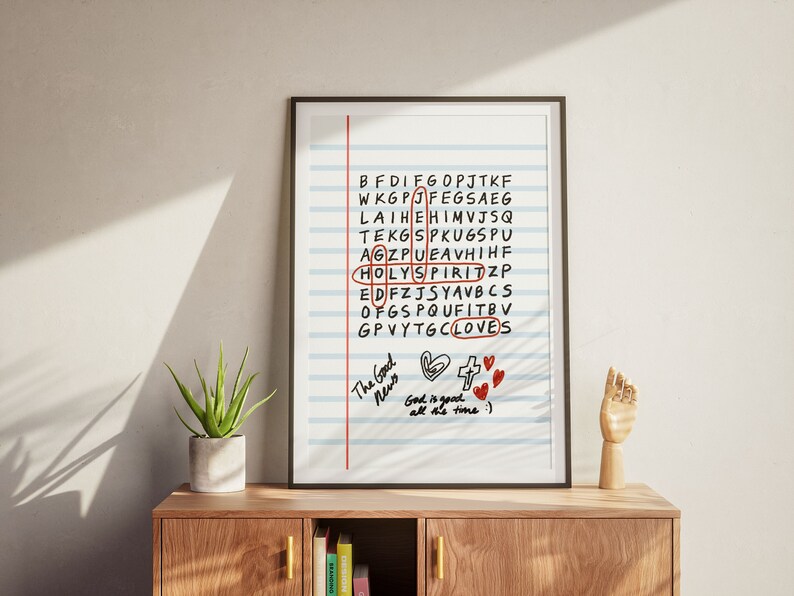 God Jesus Holy Spirit Crossword Puzzle Retro Aesthetic Christian Wall Art, Coquette Wall Art, God Is Good Art Print, Modern Christian Poster
