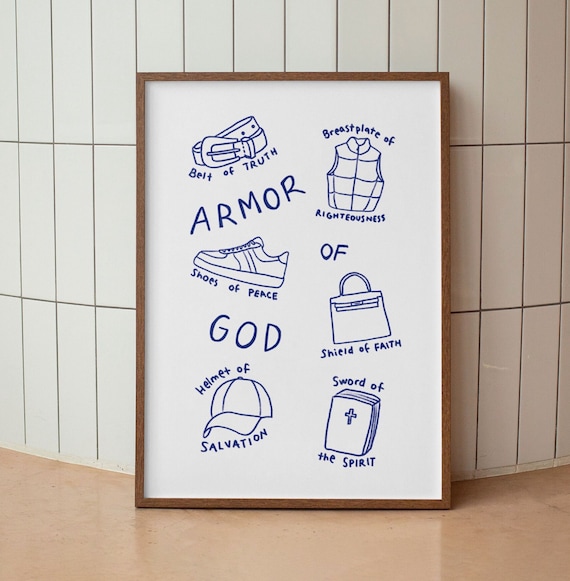Armor of God Aesthetic Christian Wall Art Ephesians 6 Modern Bible Verse Art Print Biblical Scripture Art Simple Bible Art Christian Girl