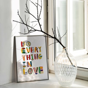 Do Everything In Love 1 Corinthians 16:14 Modern Bible Verse Art Print, Aesthetic Christian Wall Art, Retro Trendy Colorful Christian Poster