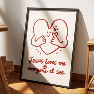 Jesus Loves Me Aesthetic Christian Wall Art, Retro Christian Wall Art, Modern Christian Art Print Trendy Christian Poster Christian Nursery
