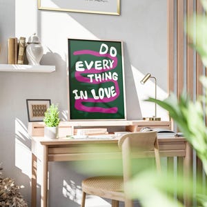Do Everything In Love 1 Corinthians 16:14 Modern Bible Verse Art Print, Aesthetic Christian Wall Art, Retro Trendy Colorful Christian Poster