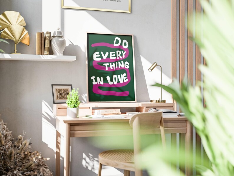 Do Everything In Love 1 Corinthians 16:14 Modern Bible Verse Art Print, Aesthetic Christian Wall Art, Retro Trendy Colorful Christian Poster