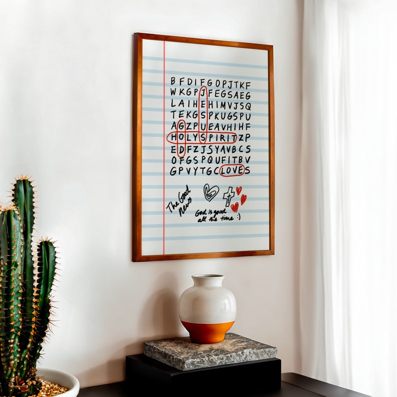 God Jesus Holy Spirit Crossword Puzzle Retro Aesthetic Christian Wall Art, Coquette Wall Art, God Is Good Art Print, Modern Christian Poster