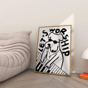 Aesthetic Christian Wall Art, Modern Christian Art Print Worship Poster, Puppy Dog Illustration Poster, Worship God Art Worship Leader Gift