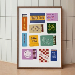 Retro-Matchbox-Druck, Kokette, ästhetische christliche Wandkunst, Vintage-Matchbook-Kollektion, Poster, trendige moderne christliche Kunst, Streichhölzer-Poster