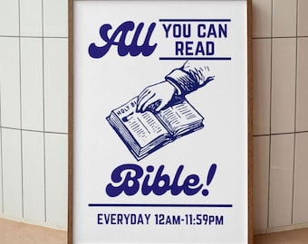 Retro Aesthetic Christian Wall Art All You Can Read Bible