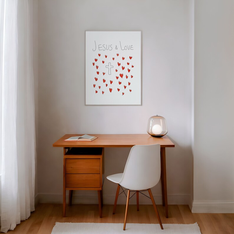 Jesus Love Aesthetic Christian Wall Art, Coquette Christian Wall Art, Modern Christian Art Print, Trendy Christian Poster, Christian Nursery