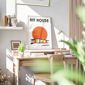 Joshua 24:15 Modern Bible Verse Art, Bauhaus architecture Wall Art, As For Me And My House we will serve the Lord, Biblical Scripture Art Print Aesthetic Christian God Poster