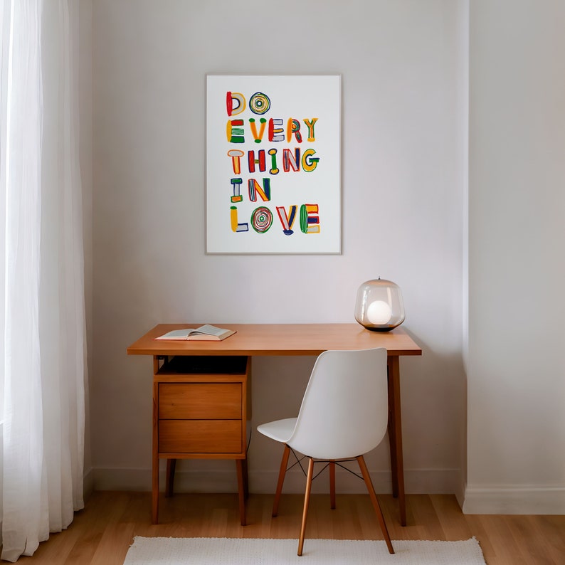 Do Everything In Love 1 Corinthians 16:14 Modern Bible Verse Art Print, Aesthetic Christian Wall Art, Retro Trendy Colorful Christian Poster