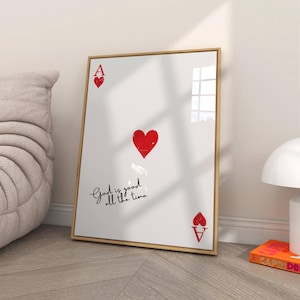 God is altijd goed muurkunst, harten aas speelkaart Art Print, coquette esthetiek kamer decor, moderne christelijke muur kunst cadeau idee