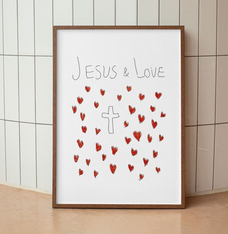 Jesus Love Aesthetic Christian Wall Art, Coquette Christian Wall Art, Modern Christian Art Print, Trendy Christian Poster, Christian Nursery